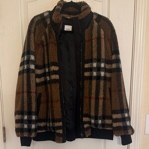 Burberry Brown and Black Plaid Bomber Jacket